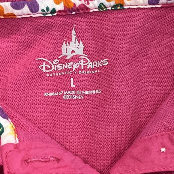 Disney Parks Girls Hot Pink Pique Polo With Yellow Mickey Mouse Ruffle Sz L - Picture 6 of 8